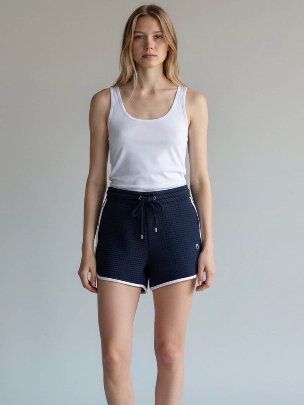 Dudley Stephens Navy white Trim Quilted Athletic Shorts with White Trim XS